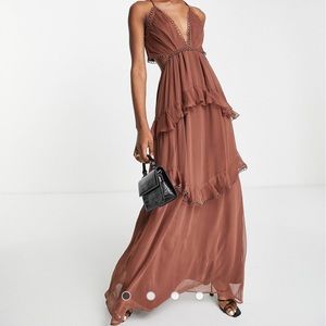 Cami maxi dress with open back and circle trim